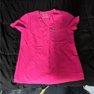 Figs Women's Hot Pink V-Neck Scrub Top